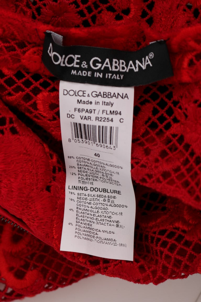 Buy Elegant Red Sheath Dress with Silk Bow Belt by Dolce & Gabbana