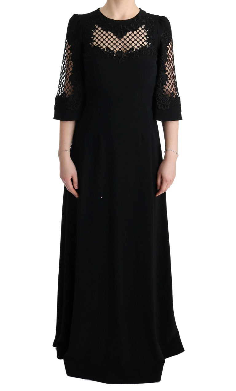 Buy Elegant Black Floral Maxi Dress by Dolce & Gabbana