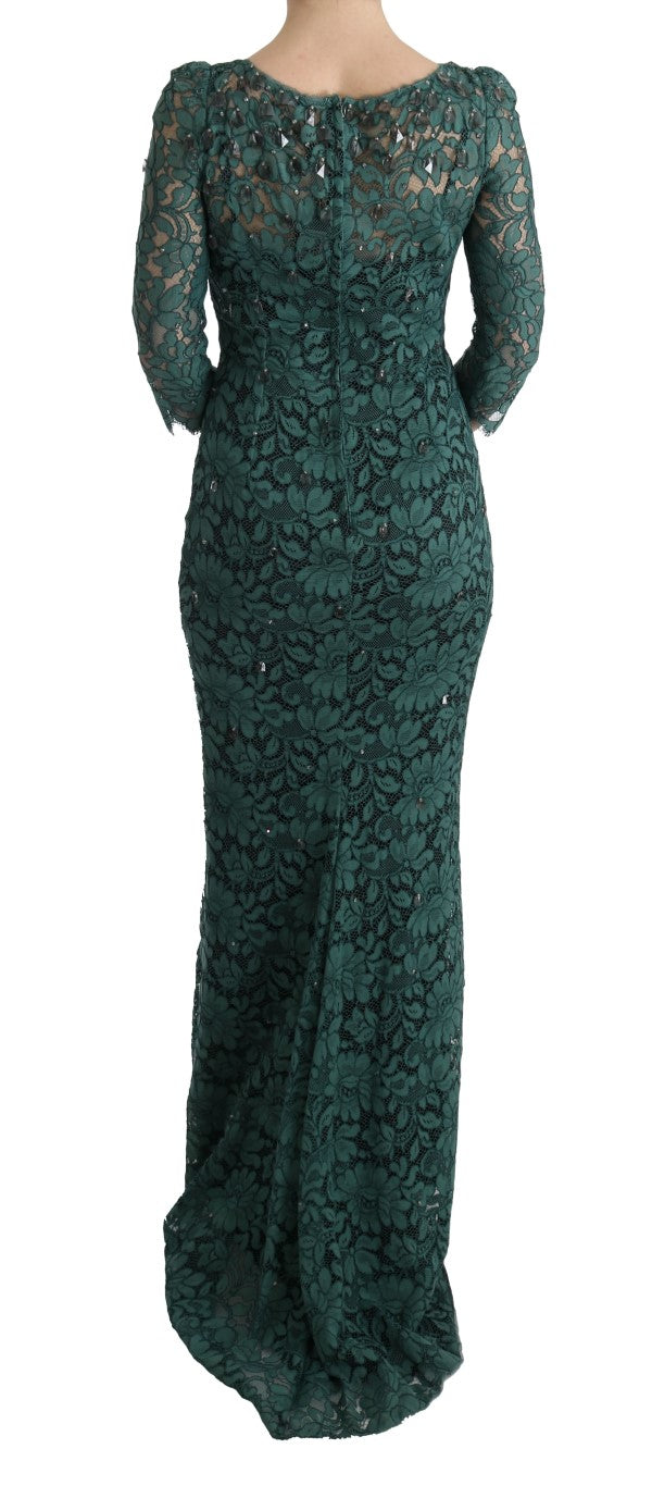 Buy Elegant Green Crystal Embellished Sheath Dress by Dolce & Gabbana