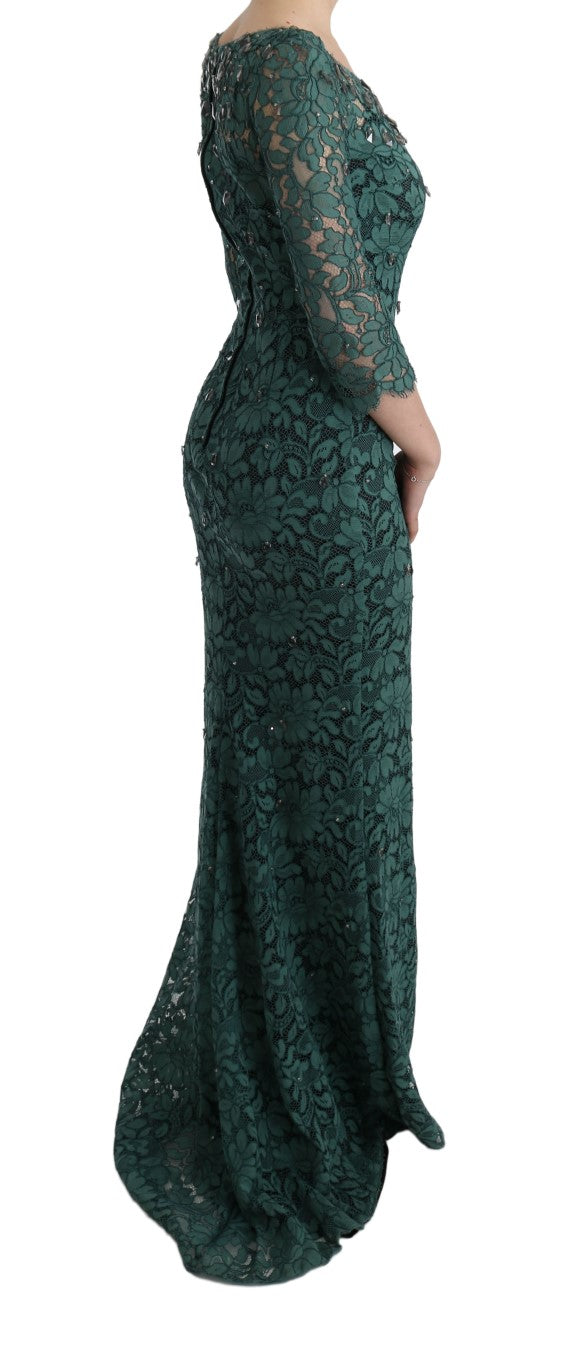 Buy Elegant Green Crystal Embellished Sheath Dress by Dolce & Gabbana