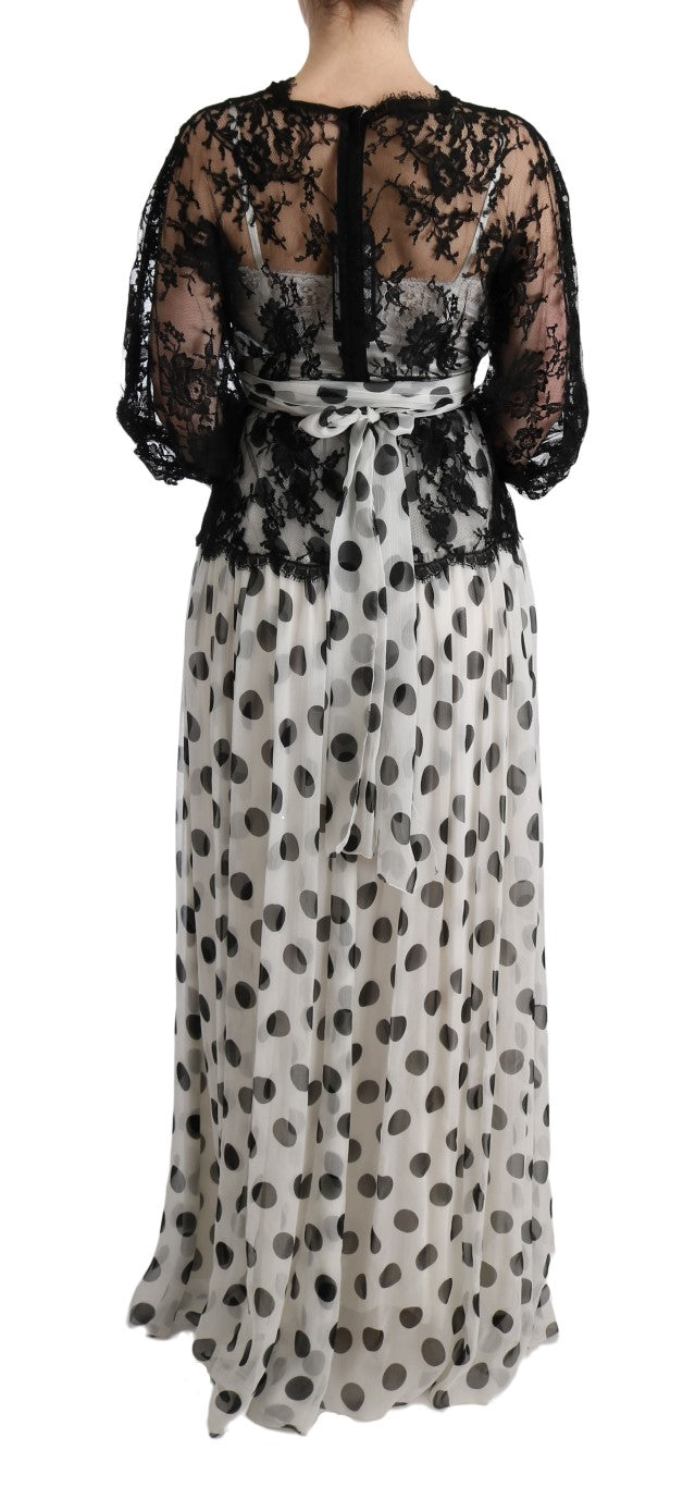 Buy Elegant Polka Dotted Full Length Gown by Dolce & Gabbana