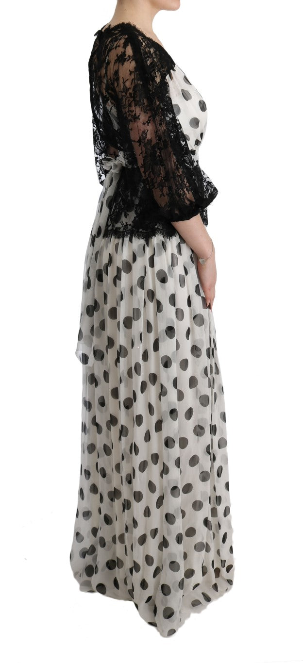 Buy Elegant Polka Dotted Full Length Gown by Dolce & Gabbana