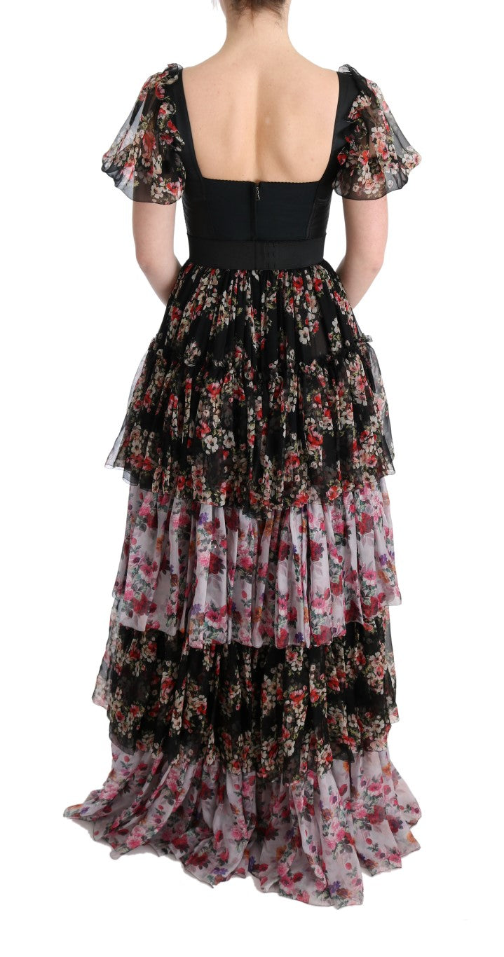 Buy Elegant Floral Shift Dress in Multicolor Silk Blend by Dolce & Gabbana