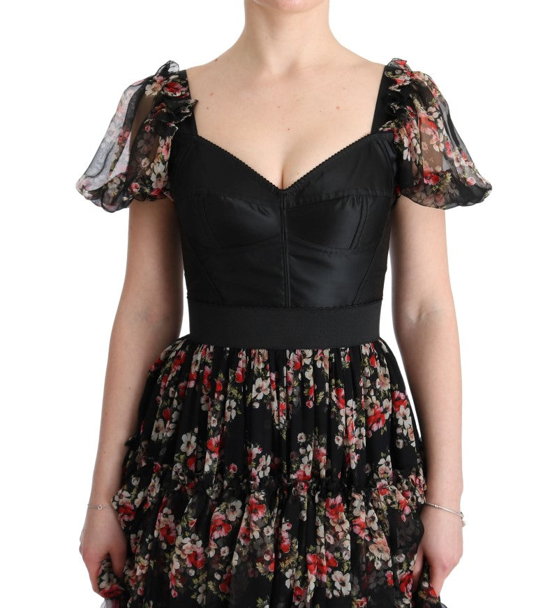 Buy Elegant Floral Shift Dress in Multicolor Silk Blend by Dolce & Gabbana