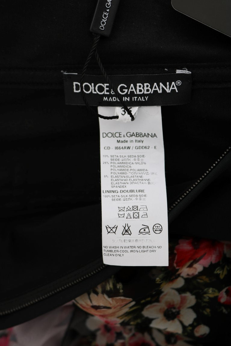 Buy Elegant Floral Shift Dress in Multicolor Silk Blend by Dolce & Gabbana