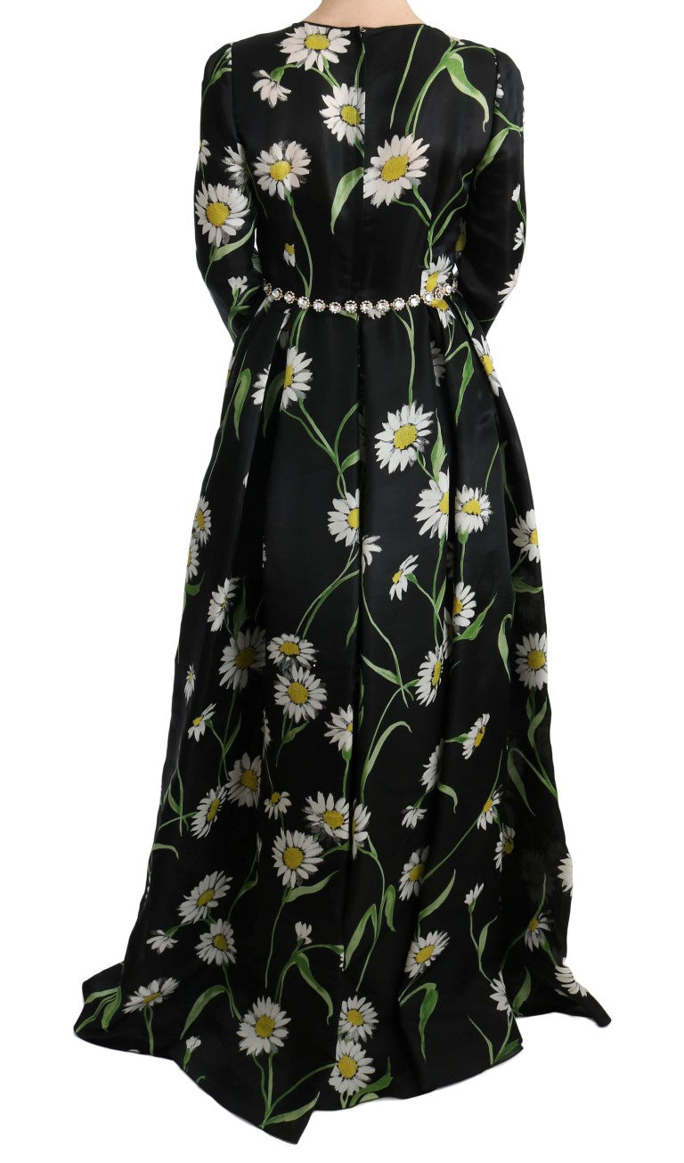 Buy Elegant Sunflower Maxi Gown with Crystals by Dolce & Gabbana