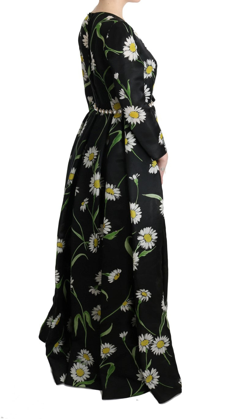 Buy Elegant Sunflower Maxi Gown with Crystals by Dolce & Gabbana