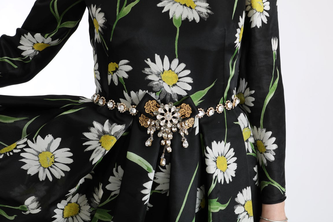 Buy Elegant Sunflower Maxi Gown with Crystals by Dolce & Gabbana