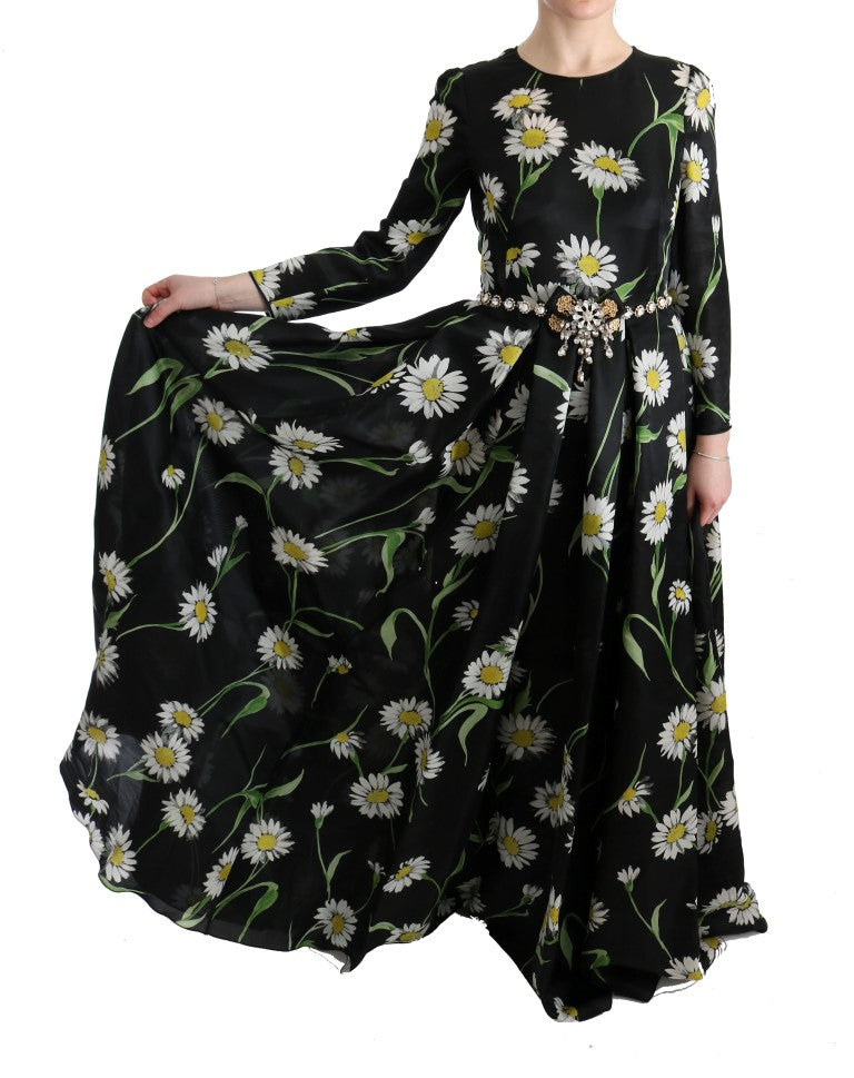 Buy Elegant Sunflower Maxi Gown with Crystals by Dolce & Gabbana