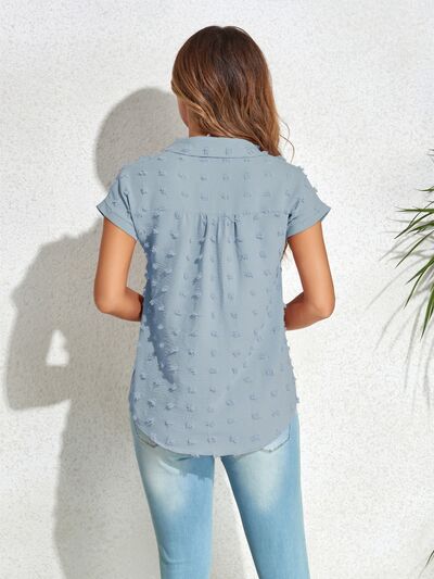 Buy Swiss Dot Button Up Cap Sleeve Shirt by J@T@M