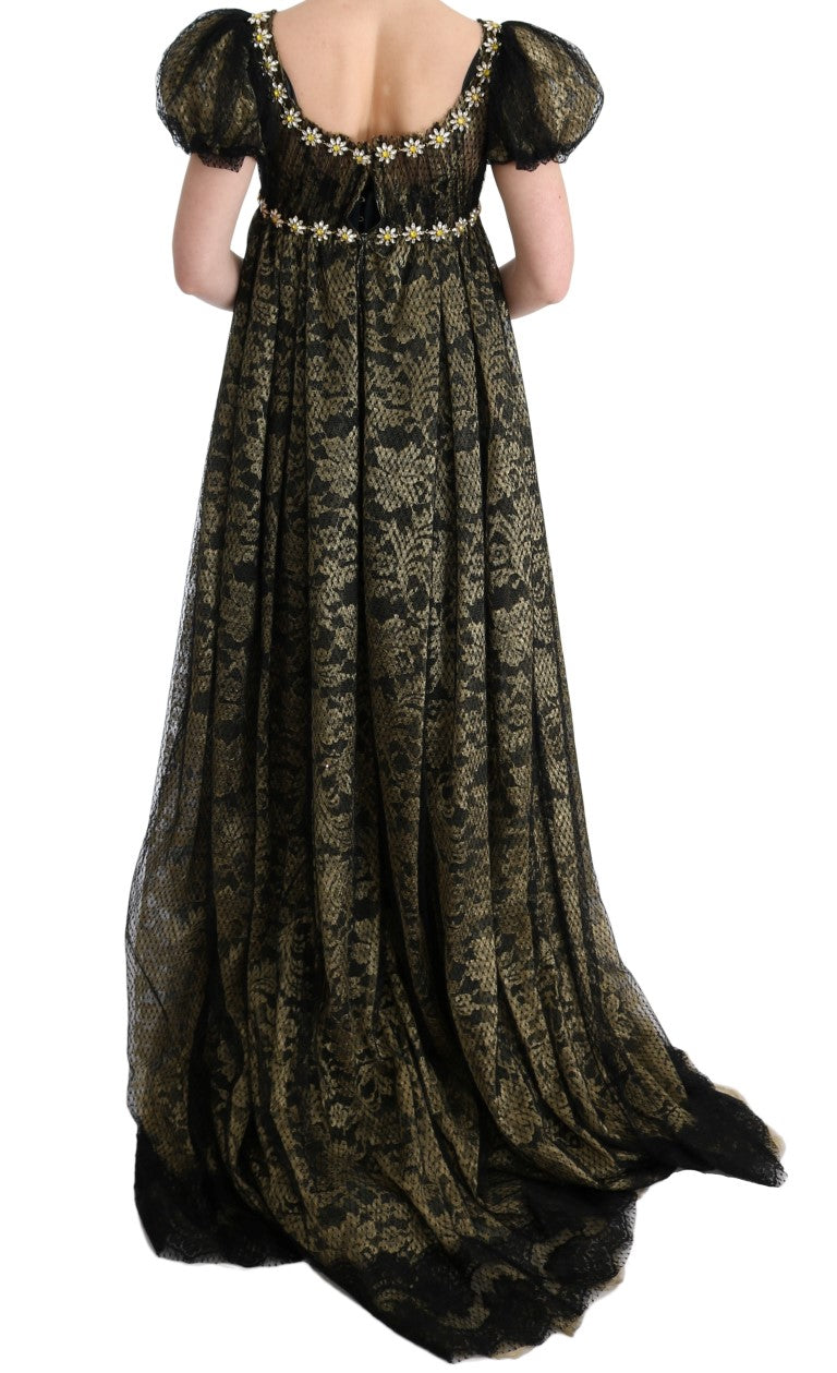 Buy Sunflower Lace Crystal Maxi Shift Dress by Dolce & Gabbana