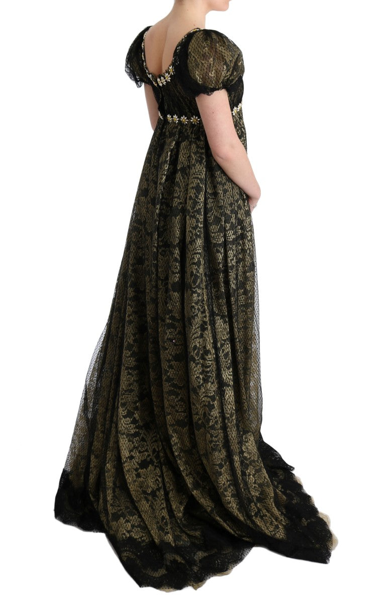 Buy Sunflower Lace Crystal Maxi Shift Dress by Dolce & Gabbana