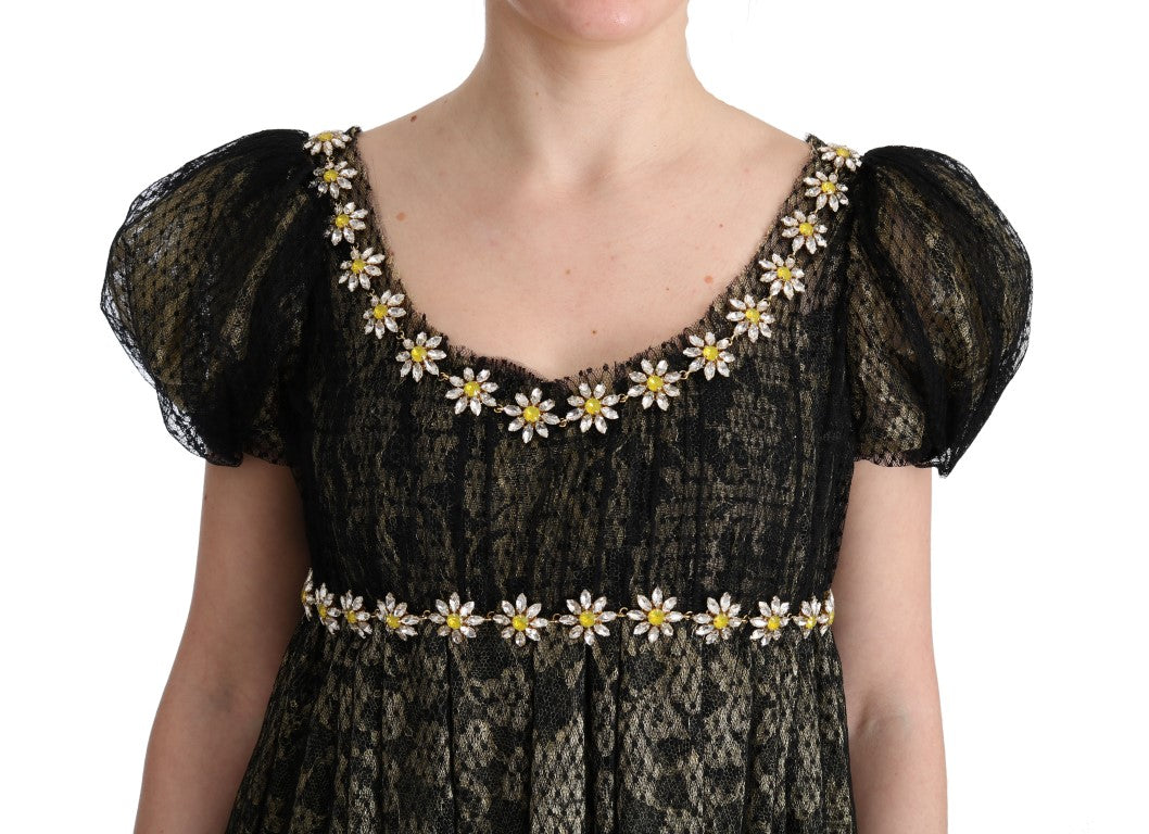 Buy Sunflower Lace Crystal Maxi Shift Dress by Dolce & Gabbana