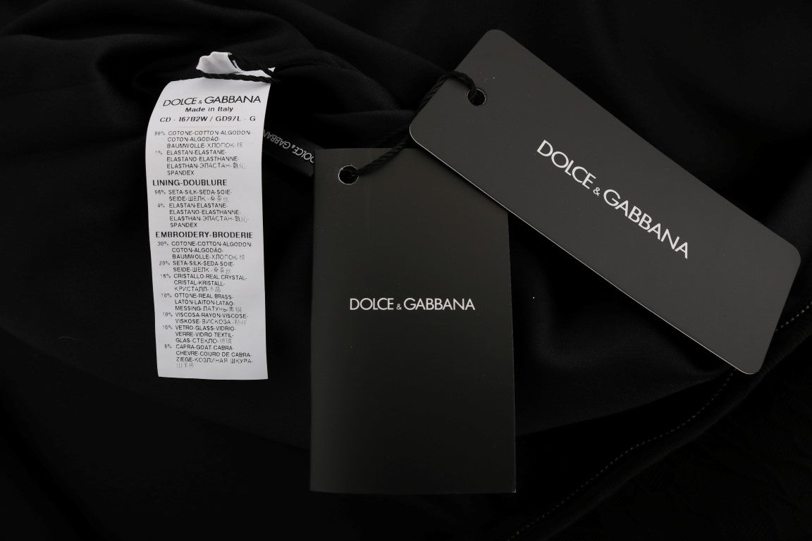 Buy Black Crystal-Embellished Stretch Mini Dress by Dolce & Gabbana