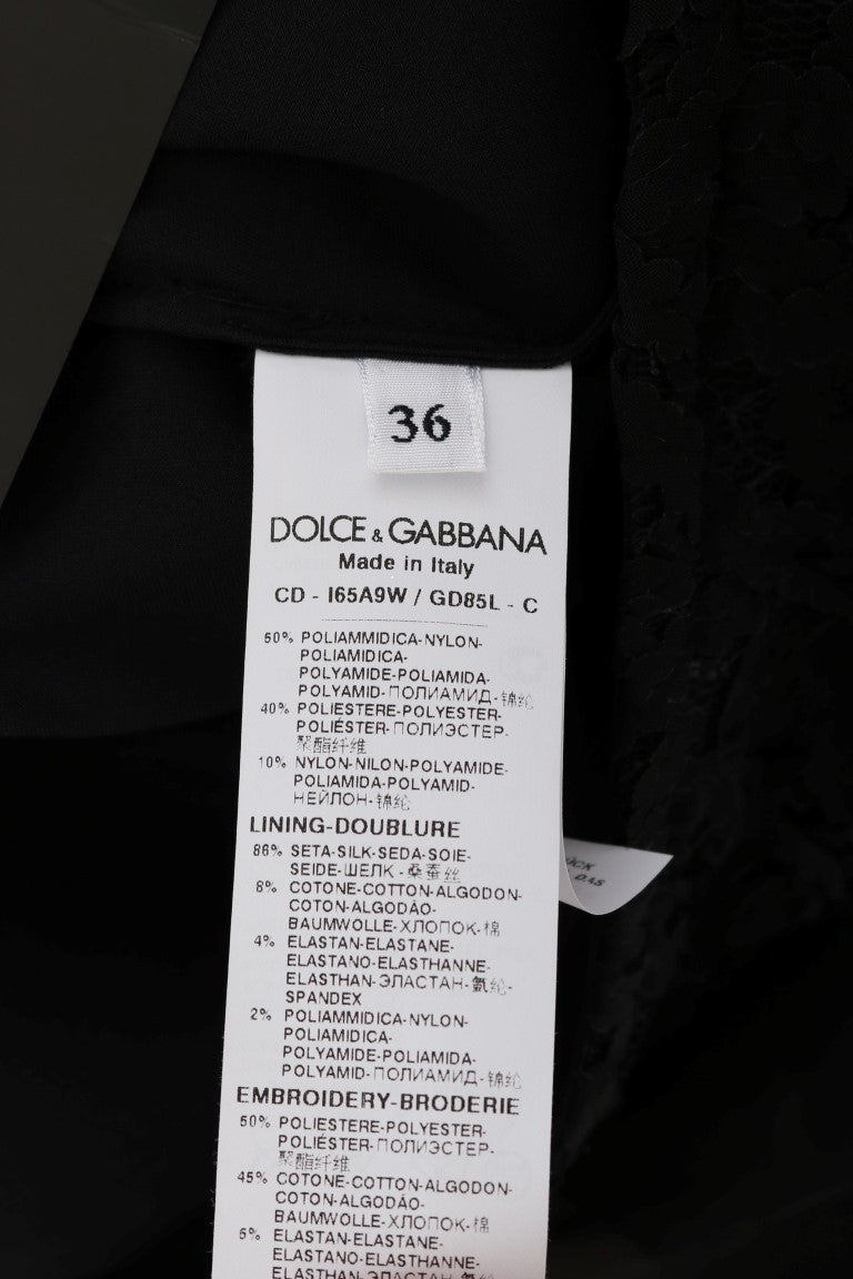 Buy Elegant Black Lace Heart Applique Shift Dress by Dolce & Gabbana