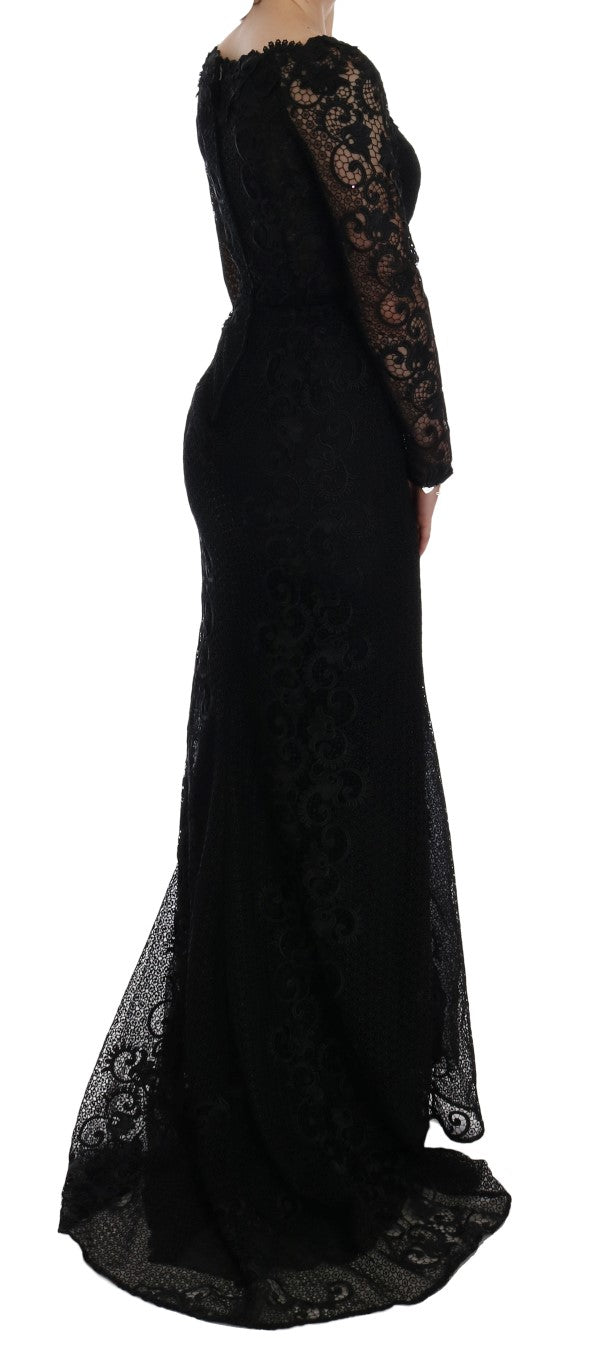 Buy Elegant Full Length Black Sheath Maxi Dress by Dolce & Gabbana