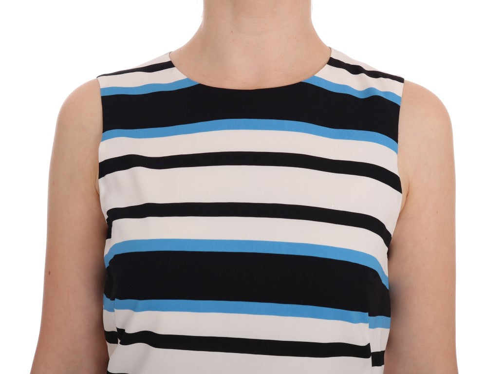 Buy Elegant Sleeveless Striped Silk Shift Dress by Dolce & Gabbana