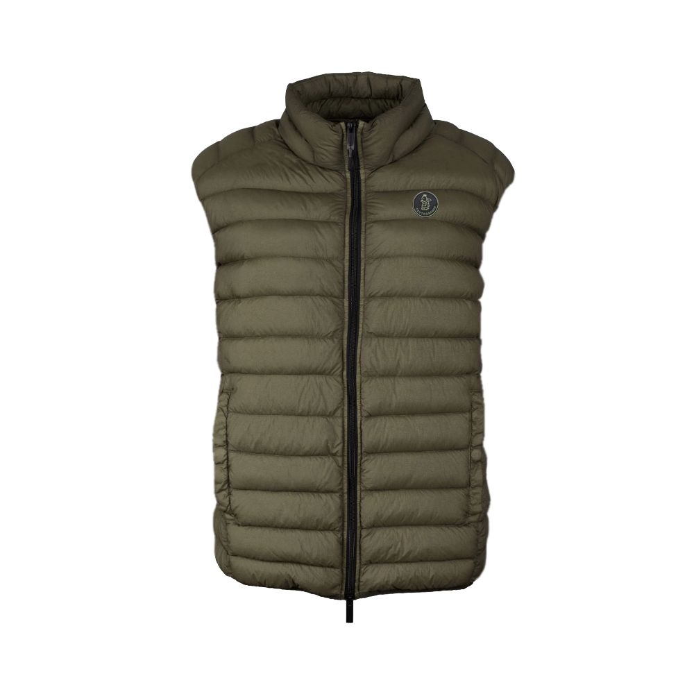 Chic Duck Down Padded Nylon Vest in Green