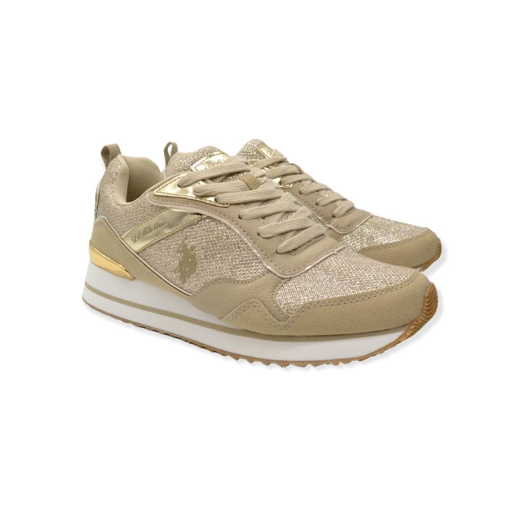 Buy Beige Metallic Insert Sneakers for Women by U.S. POLO ASSN.