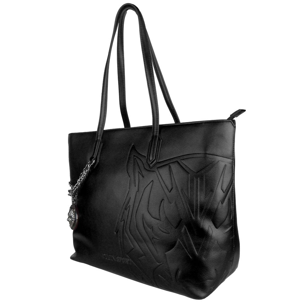 Buy Chic Black Eco-Leather Shopper Tote by Plein Sport