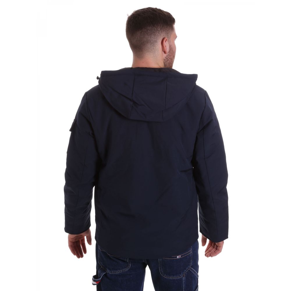 Blue Polyester Men Jacket