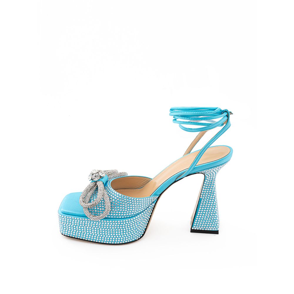 Elegant Light Blue Leather Platforms