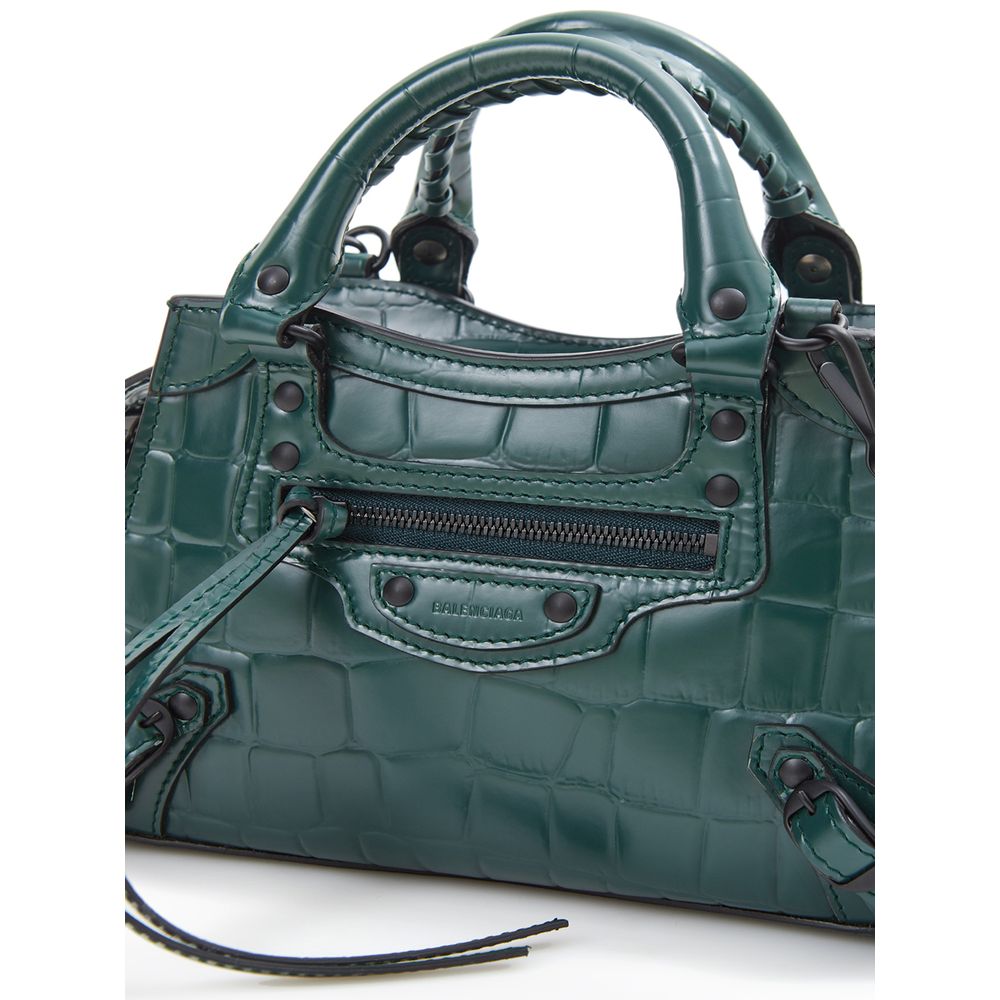 Elegant Emerald Leather Handbag