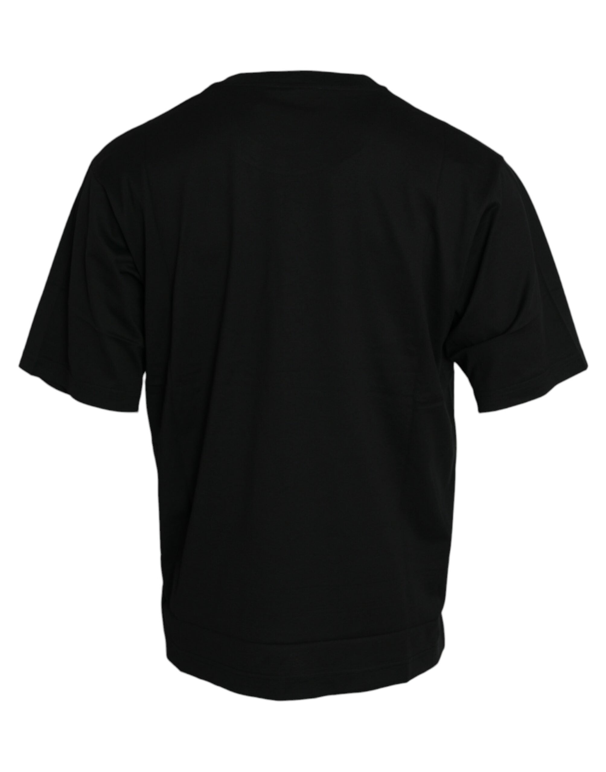 Black Logo Patch Cotton Crew Neck T-shirt