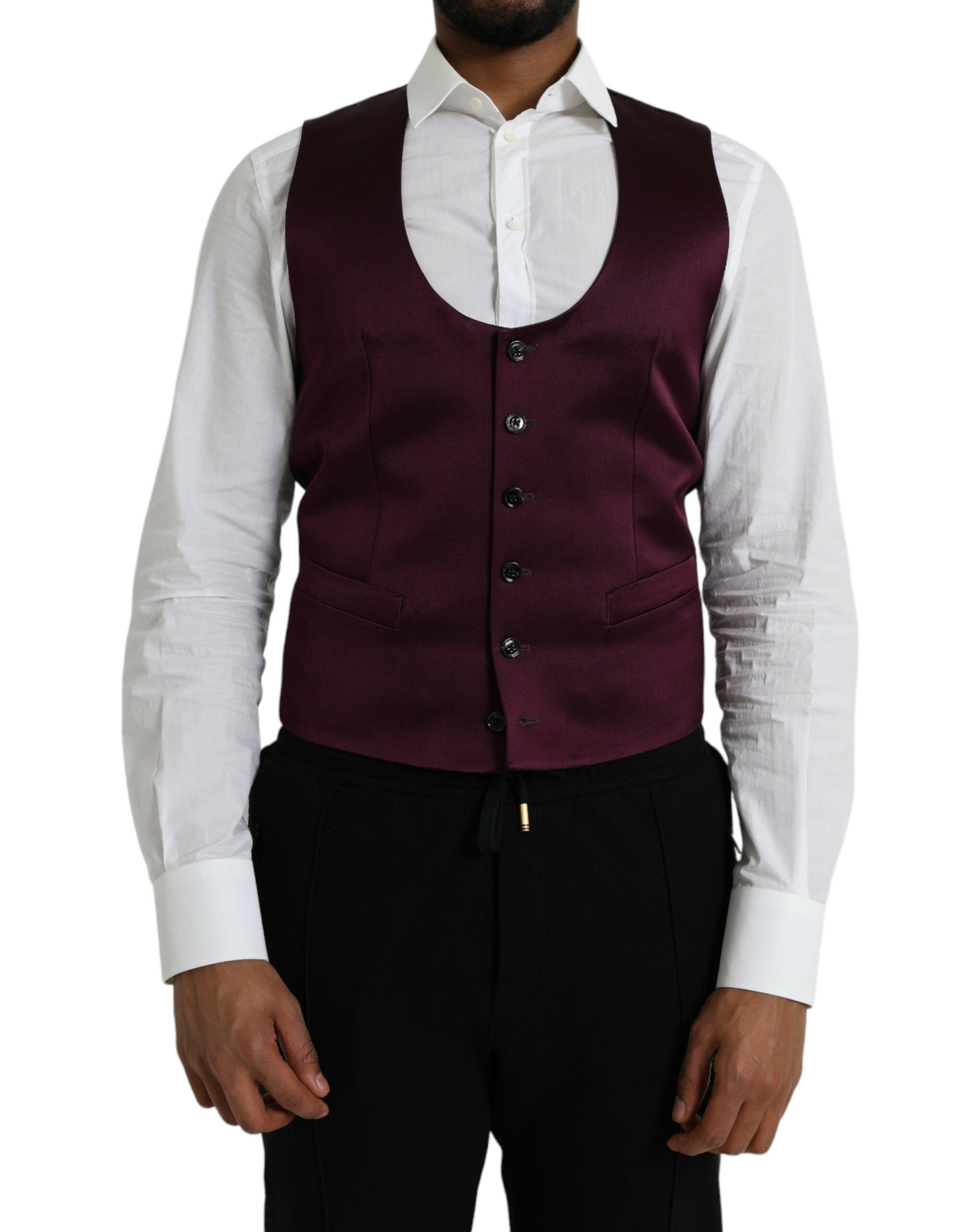 Maroon Satin Silk Waistcoat Dress Formal Vest