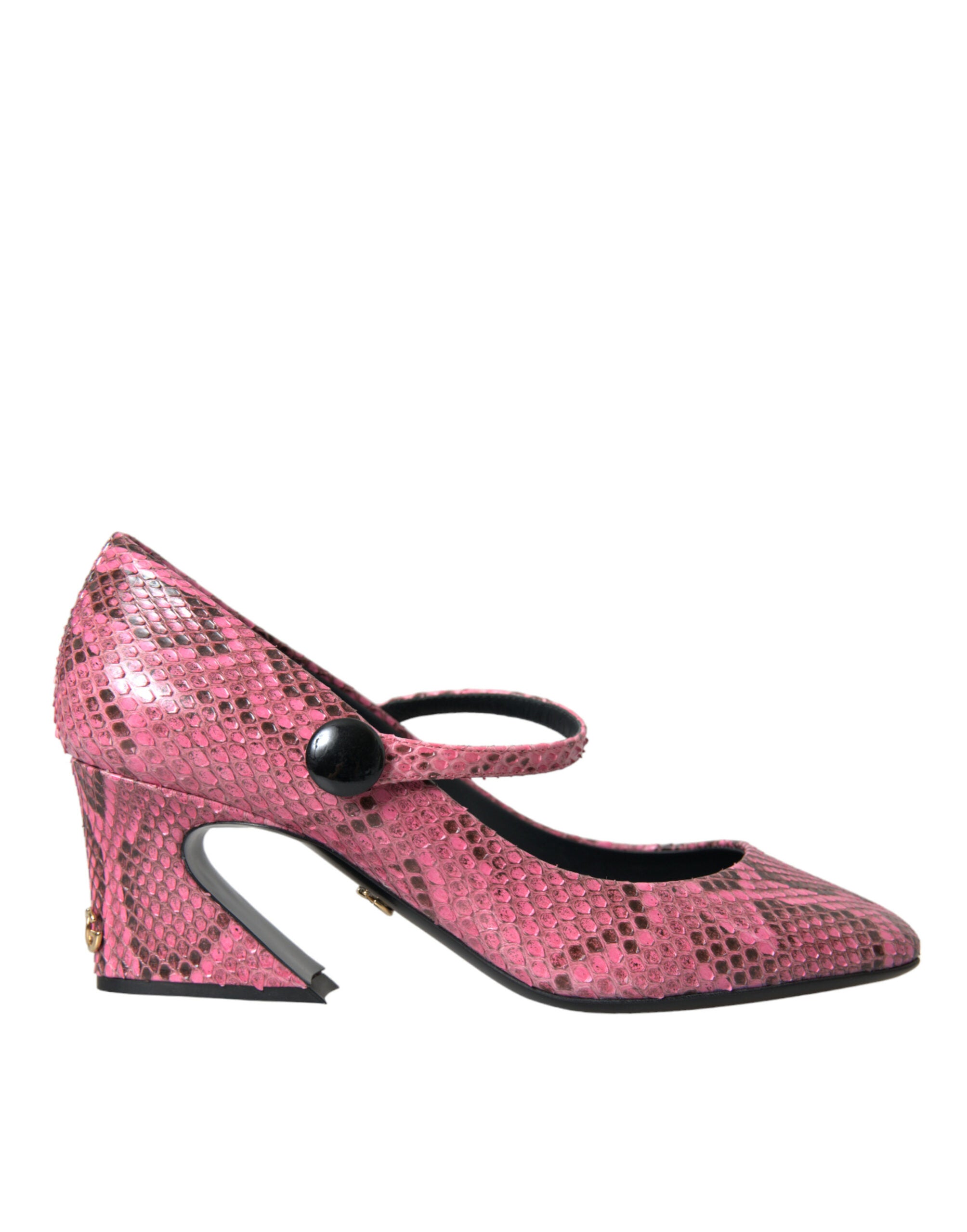 Pink Python Leather Mary Jane Heels Shoes