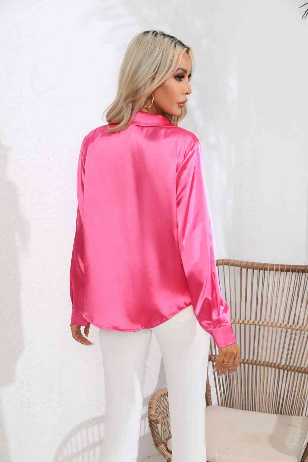 Buy Lapel Collar Button Up Long Sleeve Shirt by B&S