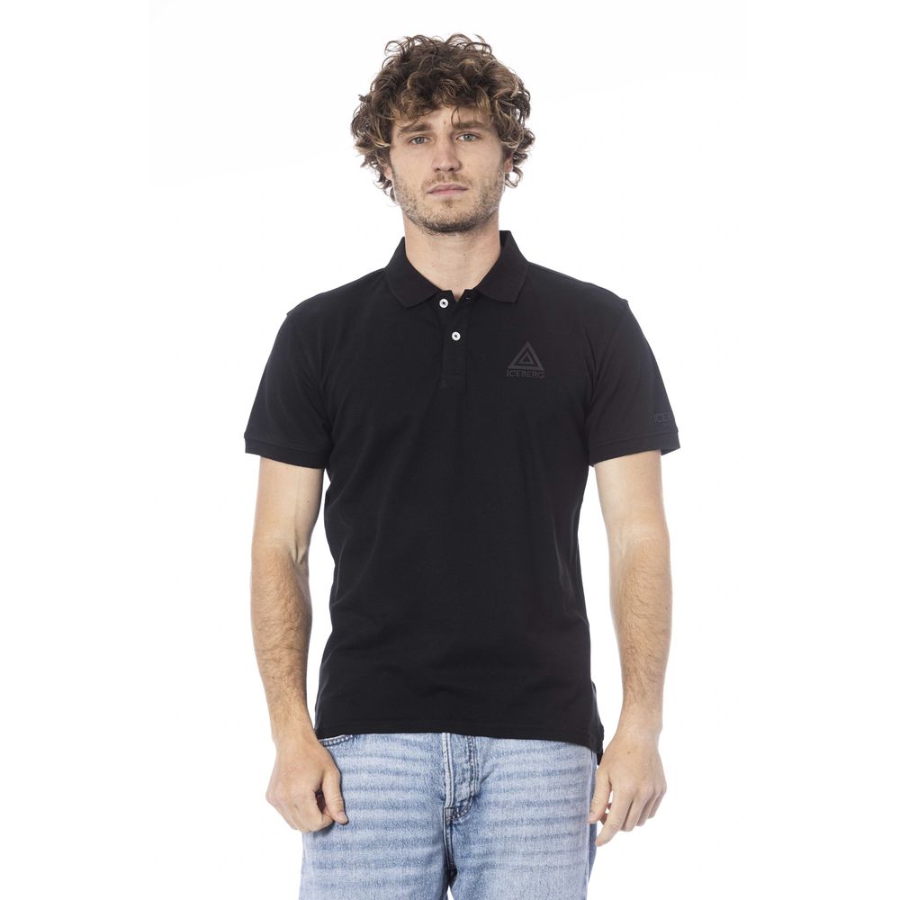 Black Cotton Men Polo Shirt