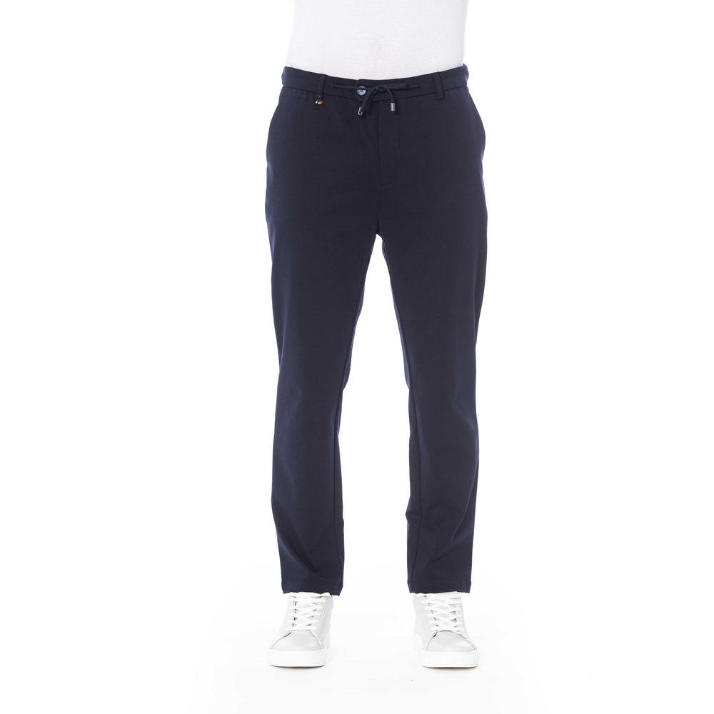 Blue Cotton Men Pants