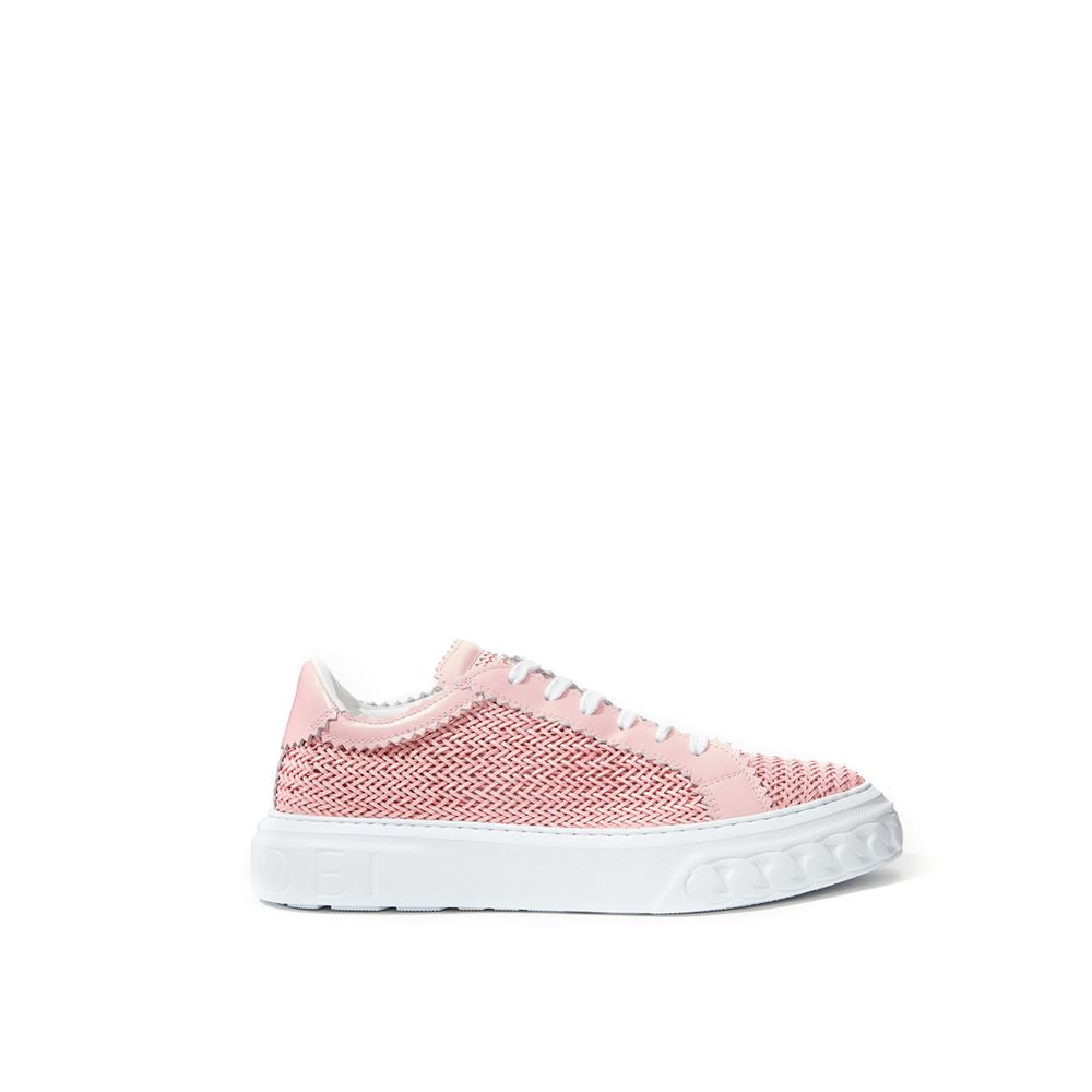 Elegant Leather Sneakers in Playful Pink