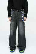 Buy Watercolor Wide Leg Jeans with Pockets by Faz