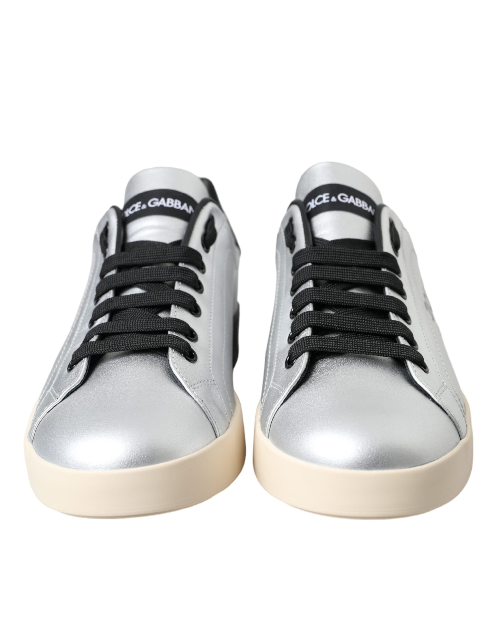 Silver Portofino Calf Leather Sneakers Men Shoes