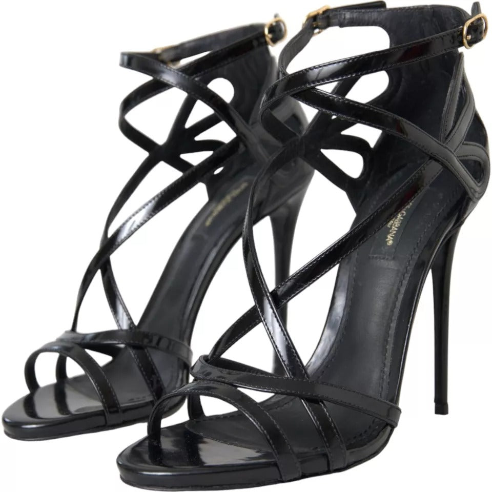 Buy Black Bellucci Leather Heels Sandals Shoes by Dolce & Gabbana