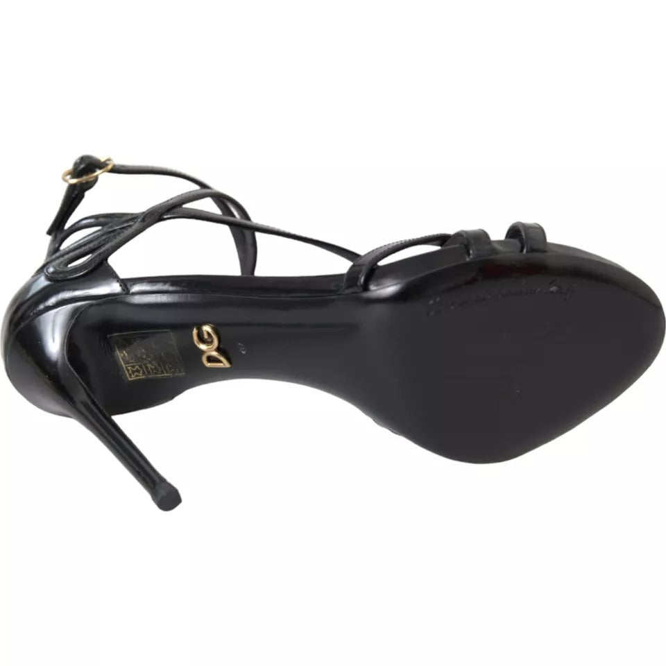 Buy Black Bellucci Leather Heels Sandals Shoes by Dolce & Gabbana