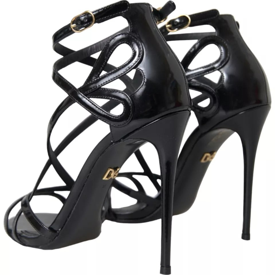 Buy Black Bellucci Leather Heels Sandals Shoes by Dolce & Gabbana