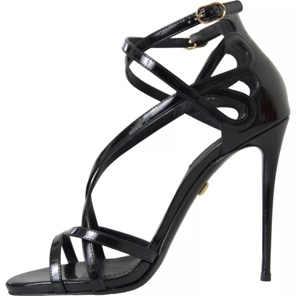 Buy Black Bellucci Leather Heels Sandals Shoes by Dolce & Gabbana