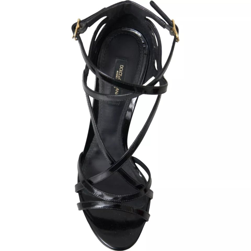 Buy Black Bellucci Leather Heels Sandals Shoes by Dolce & Gabbana