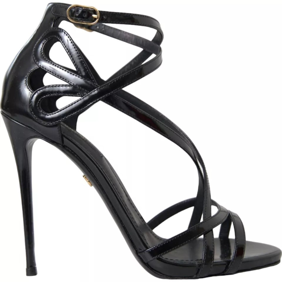 Buy Black Bellucci Leather Heels Sandals Shoes by Dolce & Gabbana