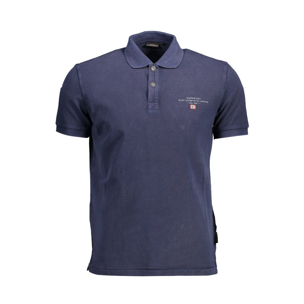 Blue Cotton Men Polo