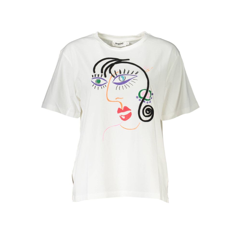 White Cotton Women T-Shirt