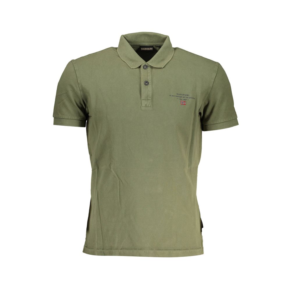 Green Cotton Men Polo