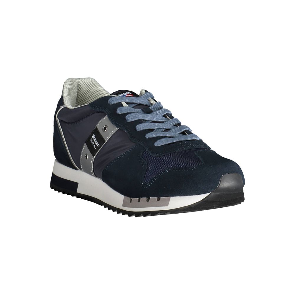 Blue Leather Men Sneaker