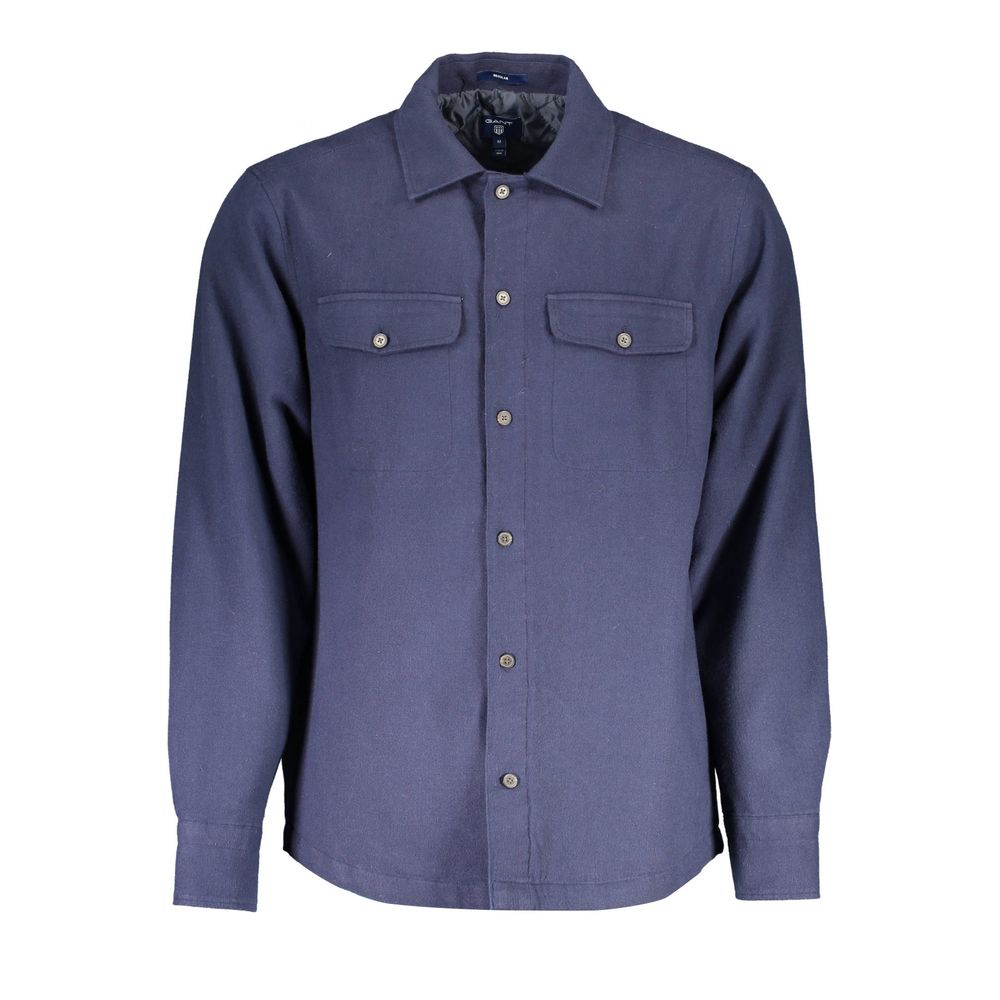 Blue Cotton Men Shirt