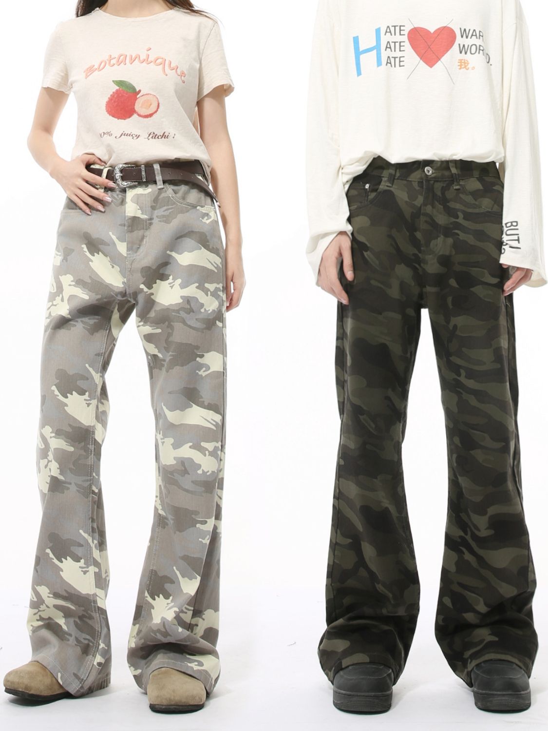Buy Camouflage Bootcut Jeans with Pockets by Faz