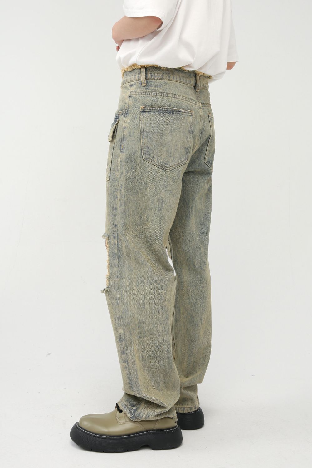 Buy Raw Hem Distressed Jeans by Faz