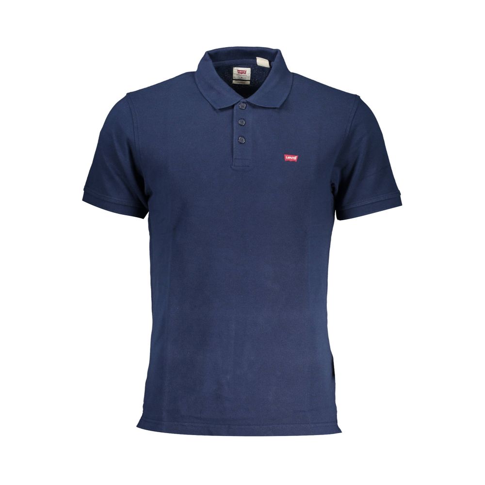 Blue Cotton Men Polo Shirt